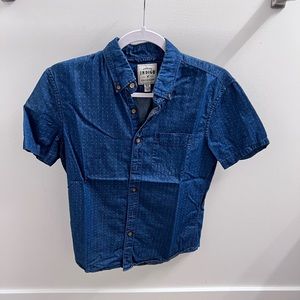 American Eagle Men’s Premium Indigo Short Sleeve Button-Up - Blue